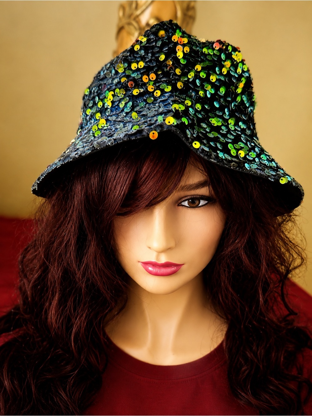 Gemma Sequined Bucket Hat in Purple